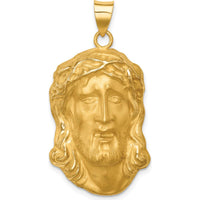 14K Yellow Gold Hollow Polished and Satin Jesus Pendant Medal by Oro Pregiato