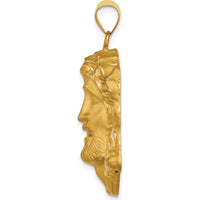 14K Yellow Gold Hollow Polished and Satin Jesus Pendant Medal by Oro Pregiato