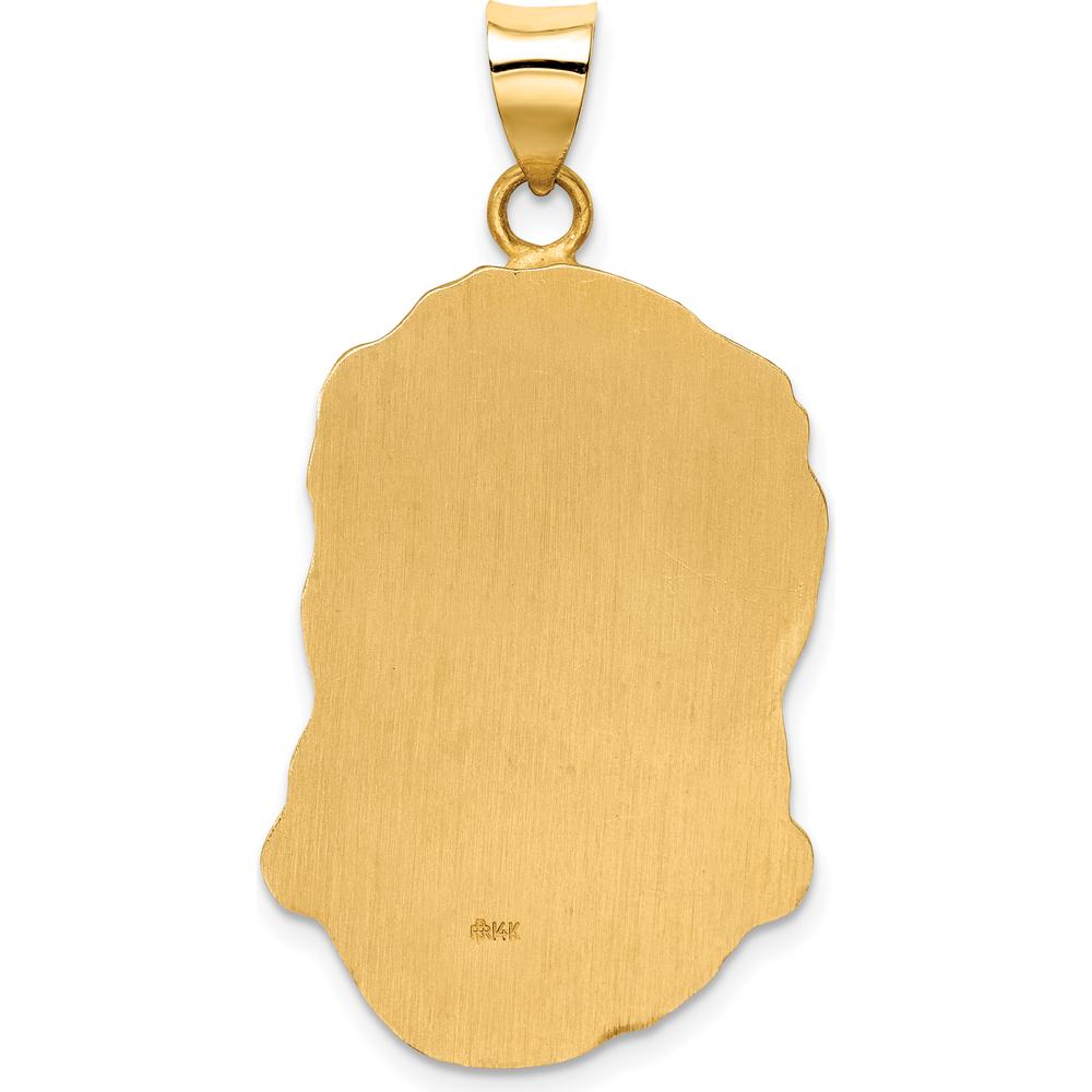 14K Yellow Gold Hollow Polished and Satin Jesus Pendant Medal by Oro Pregiato