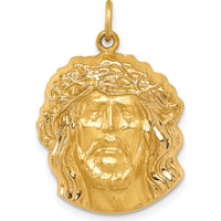 14K Yellow Gold Hollow Polished and Satin Medium Jesus Medal by Oro Pregiato