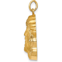 14K Yellow Gold Hollow Polished and Satin Medium Jesus Medal by Oro Pregiato