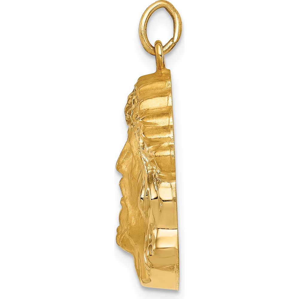 14K Yellow Gold Hollow Polished and Satin Medium Jesus Medal by Oro Pregiato