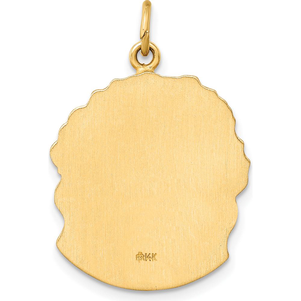 14K Yellow Gold Hollow Polished and Satin Medium Jesus Medal by Oro Pregiato
