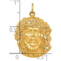 14K Yellow Gold Hollow Polished and Satin Medium Jesus Medal by Oro Pregiato