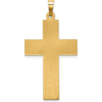 14K Yellow Gold Hollow Polished Basketweave Latin Cross Pendant - 35mm by Oro Pregiato