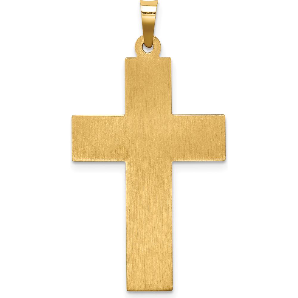 14K Yellow Gold Hollow Polished Basketweave Latin Cross Pendant - 35mm by Oro Pregiato