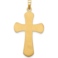 14K Yellow Gold Hollow Polished Beaded Edge Cross Pendant - 35mm Length by Oro Pregiato