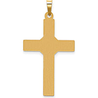 14K Yellow Gold Hollow Polished Center-X Cross Pendant with Striped Texture - 36.25mm in Length by Oro Pregiato