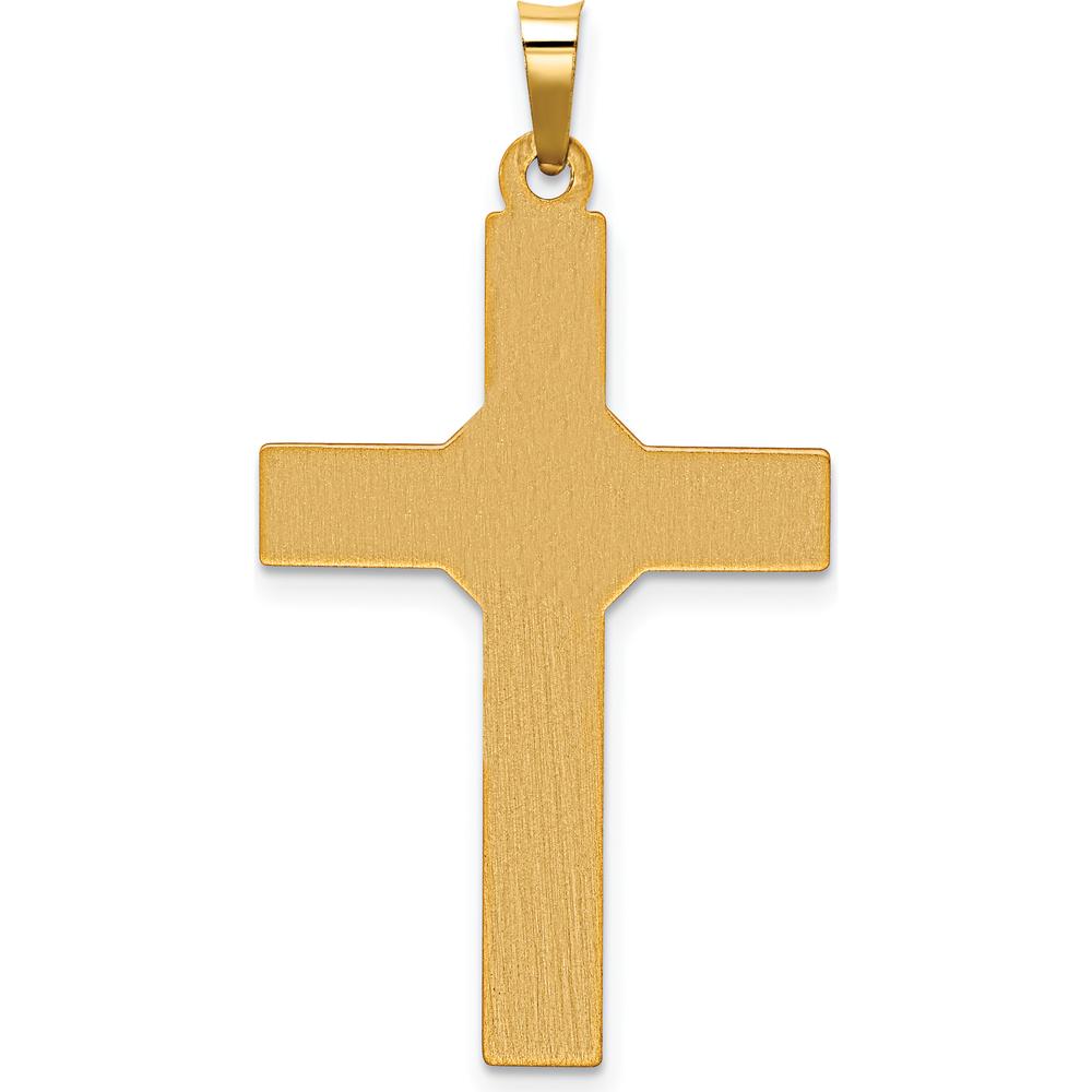 14K Yellow Gold Hollow Polished Center-X Cross Pendant with Striped Texture - 36.25mm in Length by Oro Pregiato