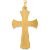 14K Yellow Gold Hollow Polished Cross Pendant with White Rhodium Beaded Edge - 35.5mm Length by Oro Pregiato