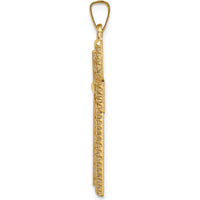 14K Yellow Gold Hollow Polished Rope Edge Latin Cross Pendant - 34.75mm Length by Oro Pregiato