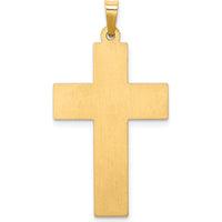 14K Yellow Gold Hollow Polished Rope Edge Latin Cross Pendant - 34.75mm Length by Oro Pregiato