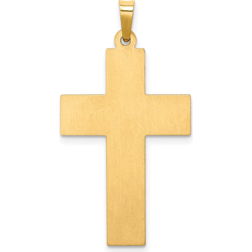 14K Yellow Gold Hollow Polished Rope Edge Latin Cross Pendant - 34.75mm Length by Oro Pregiato