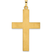 14K Yellow Gold Hollow Polished Stripe Design Latin Cross Pendant - 42mm Length by Oro Pregiato