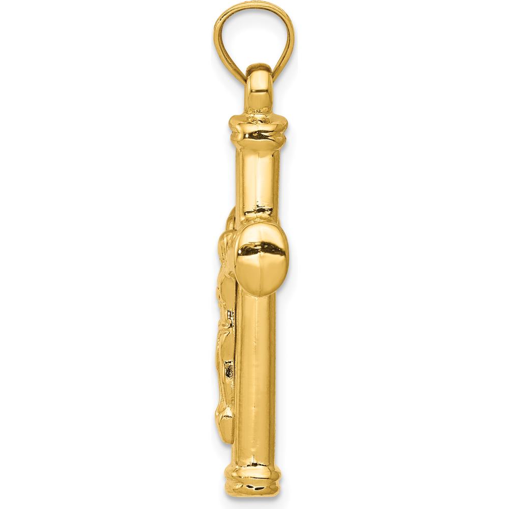 14K Yellow Gold Hollow Reversible Crucifix and Cross Pendant - Polished Finish 35mm Length by Oro Pregiato