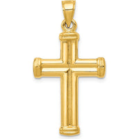 14K Yellow Gold Hollow Reversible Crucifix and Cross Pendant - Polished Finish 35mm Length by Oro Pregiato