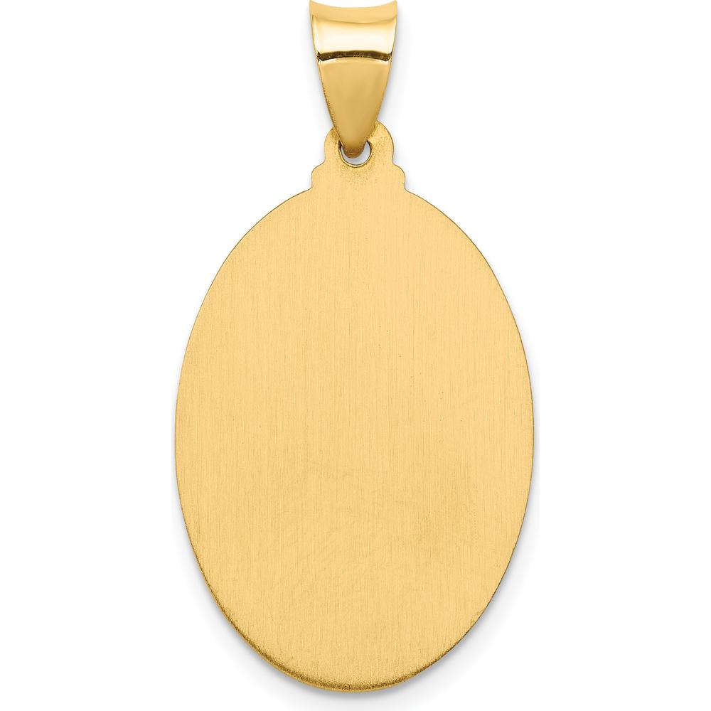 14K Yellow Gold Hollow Sacred Heart of Jesus Medal Pendant - 27mm by Oro Pregiato
