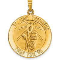 14K Yellow Gold Hollow Saint Jude Thaddeus Medal Pendant - Polished & Satin Finish by Oro Pregiato