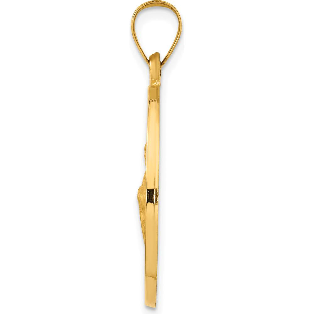 14K Yellow Gold Hollow Saint Jude Thaddeus Medal Pendant - Polished & Satin Finish by Oro Pregiato