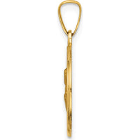 14K Yellow Gold Hollow Saint Peter Round Pendant with Satin and Polished Finish by Oro Pregiato
