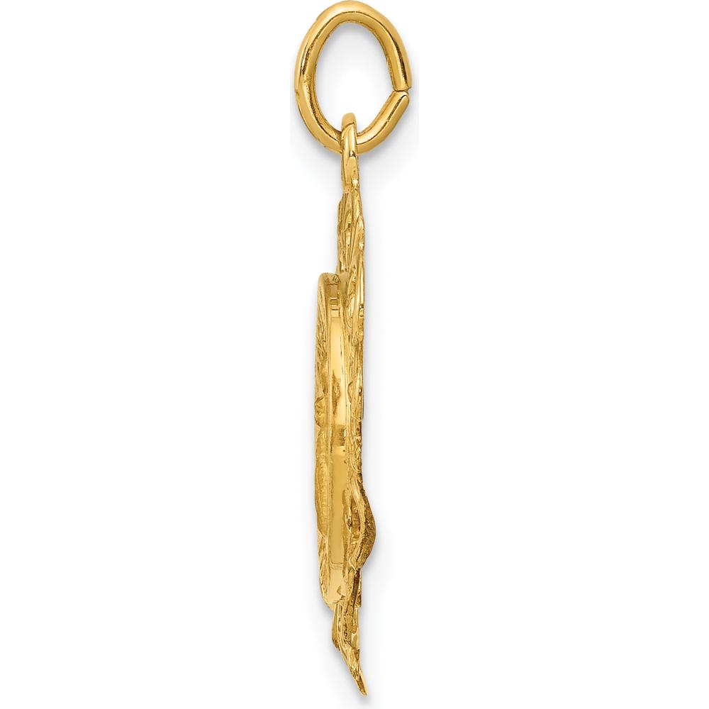 14K Yellow Gold Hollow Spanish Guardian Angel Medal Pendant - 24mm Length by Oro Pregiato