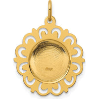 14K Yellow Gold Hollow Spanish Guardian Angel Medal Pendant - 24mm Length by Oro Pregiato