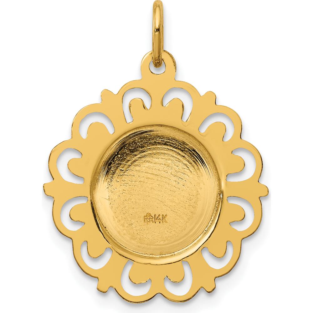 14K Yellow Gold Hollow Spanish Guardian Angel Medal Pendant - 24mm Length by Oro Pregiato