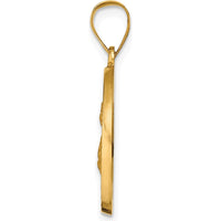 14K Yellow Gold Hollow Spanish Santa Lucia Medal Pendant with Satin and Polished Finish by Oro Pregiato