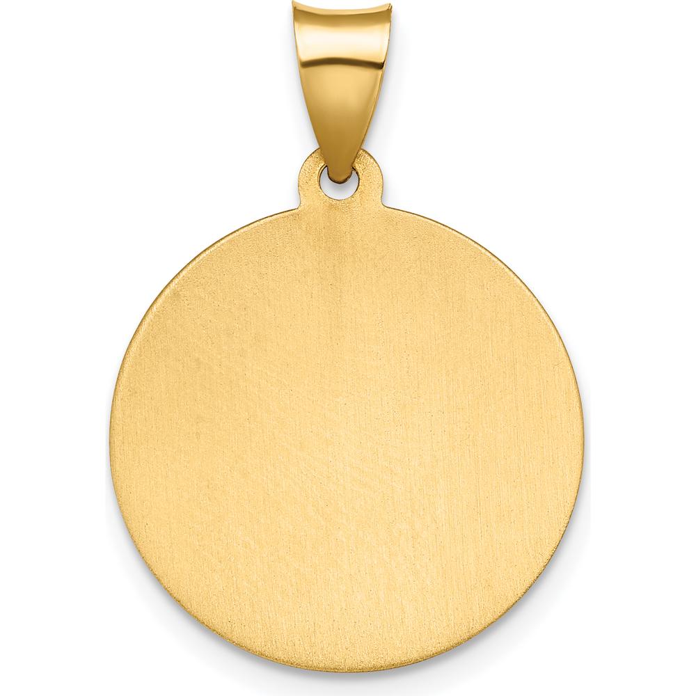 14K Yellow Gold Hollow Spanish Santa Lucia Medal Pendant with Satin and Polished Finish by Oro Pregiato
