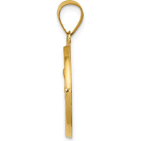 14K Yellow Gold Hollow St. Anne Medal Pendant - Polished & Satin Finish by Oro Pregiato