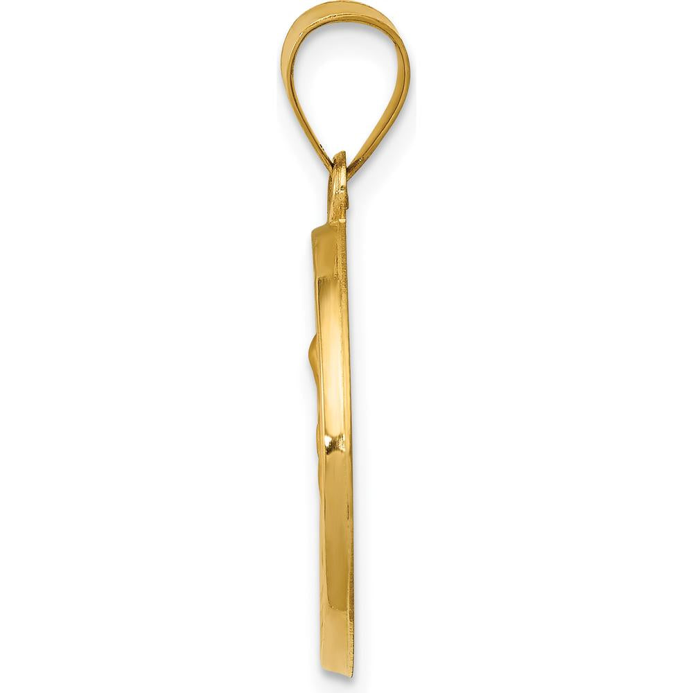 14K Yellow Gold Hollow St. Anne Medal Pendant - Polished & Satin Finish by Oro Pregiato