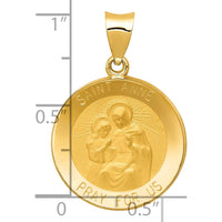 14K Yellow Gold Hollow St. Anne Medal Pendant - Polished & Satin Finish by Oro Pregiato