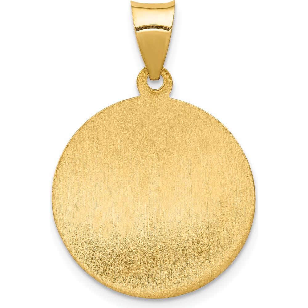 14K Yellow Gold Hollow St. Anne Medal Pendant - Polished & Satin Finish by Oro Pregiato