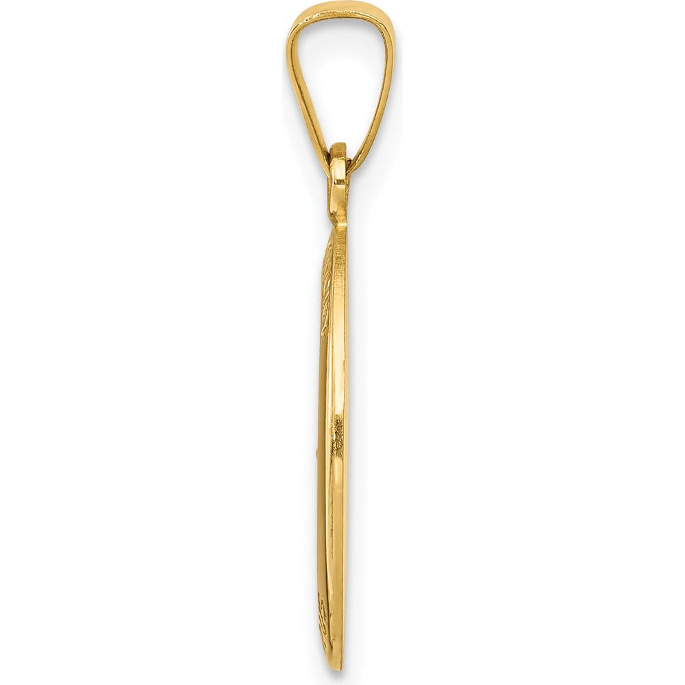 14K Yellow Gold Hollow St. Anthony Medal Small Oval Pendant - Satin Finish by Oro Pregiato