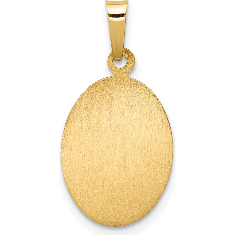 14K Yellow Gold Hollow St. Anthony Medal Small Oval Pendant - Satin Finish by Oro Pregiato
