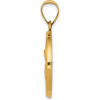 14K Yellow Gold Hollow St. Barbara Medal Pendant with Satin and Polished Finish - 21mm Length by Oro Pregiato