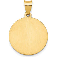 14K Yellow Gold Hollow St. Barbara Medal Pendant with Satin and Polished Finish - 21mm Length by Oro Pregiato