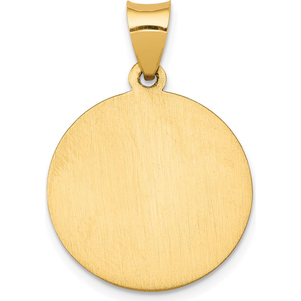 14K Yellow Gold Hollow St. Barbara Medal Pendant with Satin and Polished Finish - 21mm Length by Oro Pregiato
