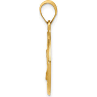 14K Yellow Gold Hollow St. Charles Medal Pendant with Satin and Polished Finish by Oro Pregiato