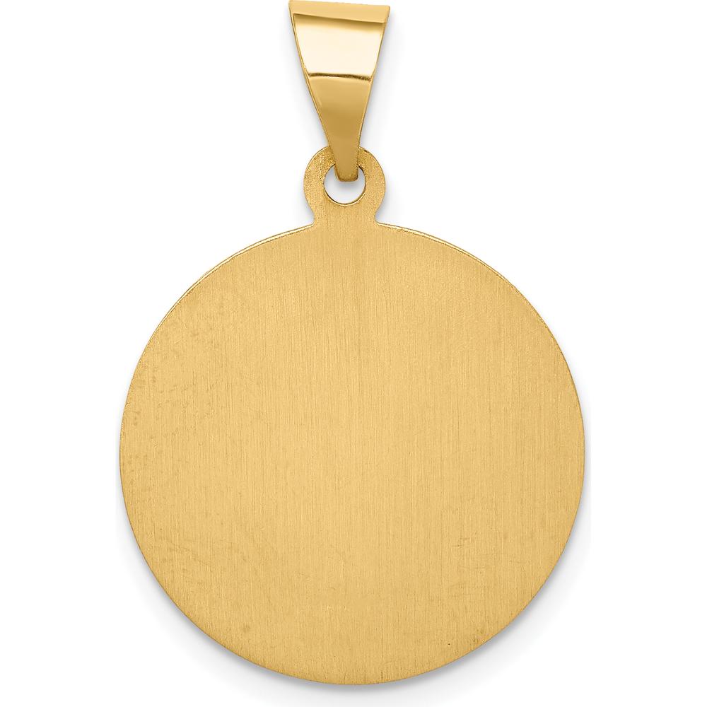 14K Yellow Gold Hollow St. Charles Medal Pendant with Satin and Polished Finish by Oro Pregiato