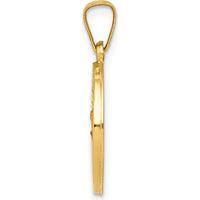 14K Yellow Gold Hollow St. Christopher Medal Pendant with Satin Finish - 21.2mm Length by Oro Pregiato