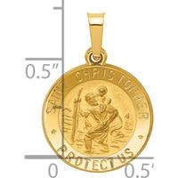 14K Yellow Gold Hollow St. Christopher Medal Pendant with Satin Finish - 21.2mm Length by Oro Pregiato