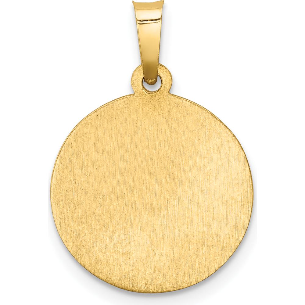 14K Yellow Gold Hollow St. Christopher Medal Pendant with Satin Finish - 21.2mm Length by Oro Pregiato