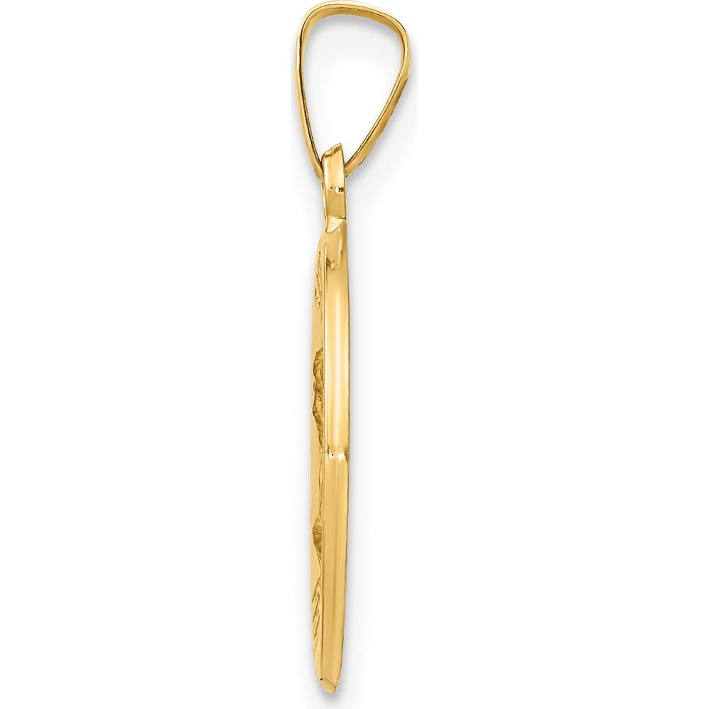 14K Yellow Gold Hollow St. Mark Medal Round Pendant with Satin and Polished Finish - 22mm Length by Oro Pregiato
