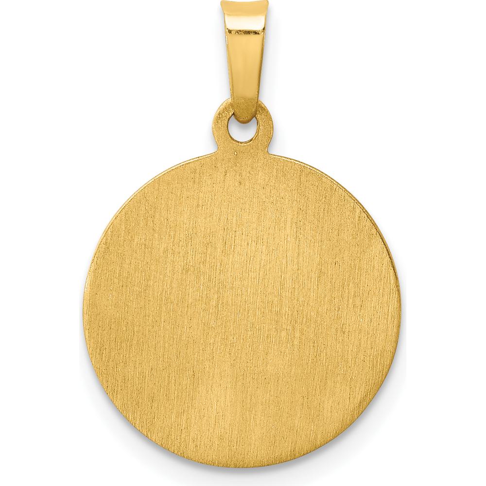 14K Yellow Gold Hollow St. Mark Medal Round Pendant with Satin and Polished Finish - 22mm Length by Oro Pregiato