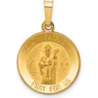 14K Yellow Gold Hollow St. Patrick Medal Pendant with Polished and Satin Finish by Oro Pregiato