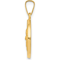 14K Yellow Gold Hollow St. Patrick Medal Pendant with Polished and Satin Finish by Oro Pregiato