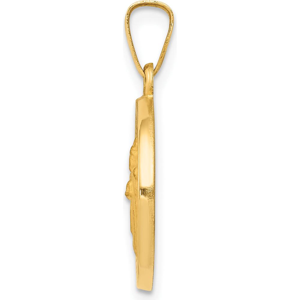 14K Yellow Gold Hollow St. Patrick Medal Pendant with Polished and Satin Finish by Oro Pregiato