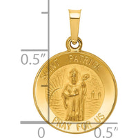 14K Yellow Gold Hollow St. Patrick Medal Pendant with Polished and Satin Finish by Oro Pregiato