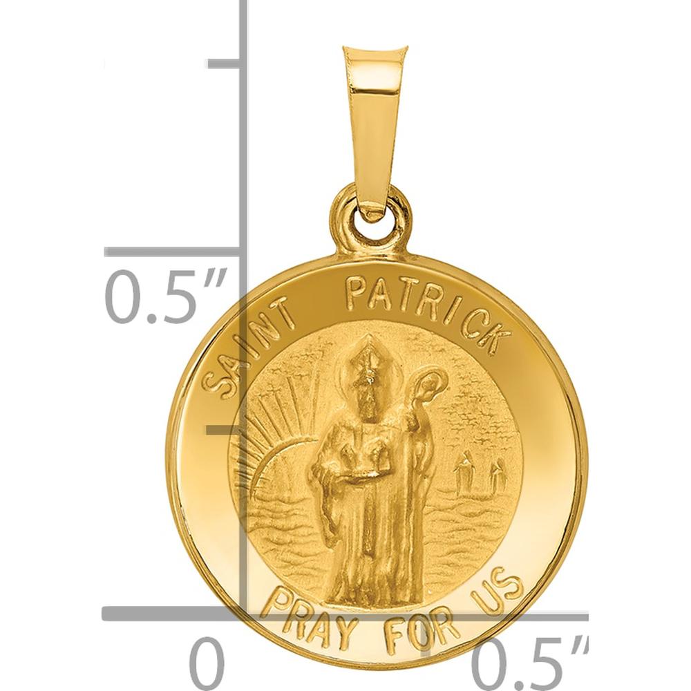 14K Yellow Gold Hollow St. Patrick Medal Pendant with Polished and Satin Finish by Oro Pregiato